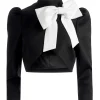 Women Alice and Olivia Addison Bow Collar Cropped Jacket
