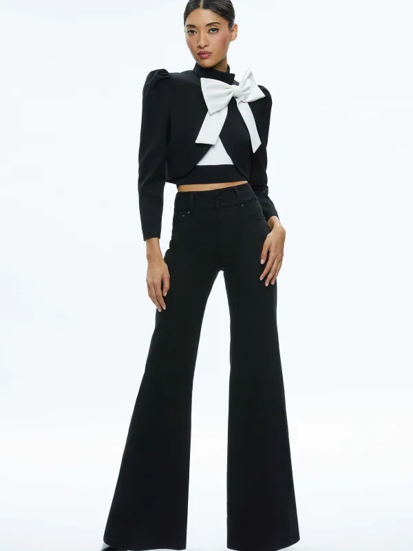 Women Alice and Olivia Addison Bow Collar Cropped Jacket