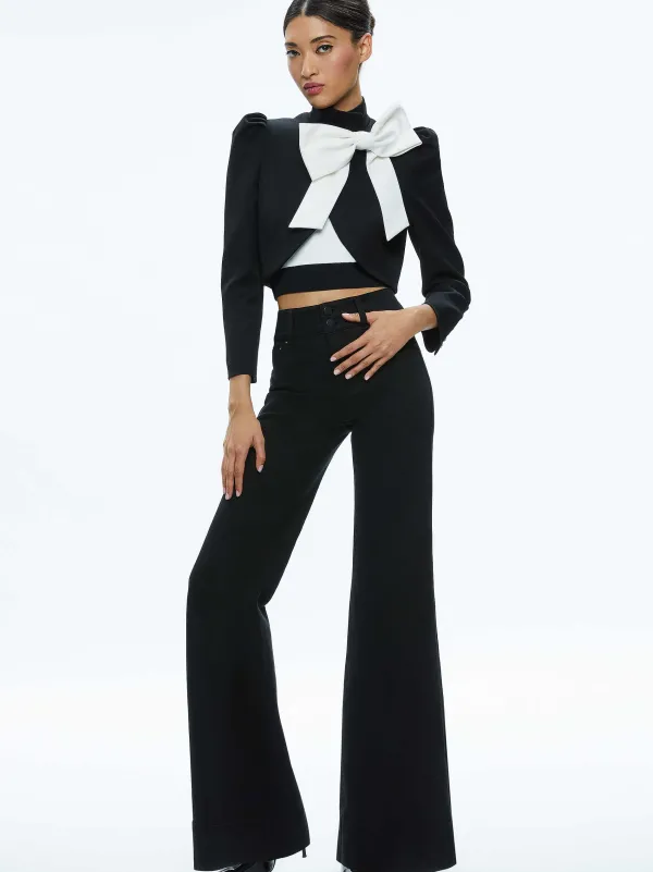 Women Alice and Olivia Addison Bow Collar Cropped Jacket