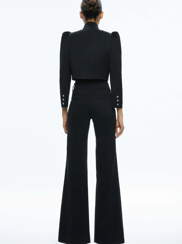 Women Alice and Olivia Addison Bow Collar Cropped Jacket
