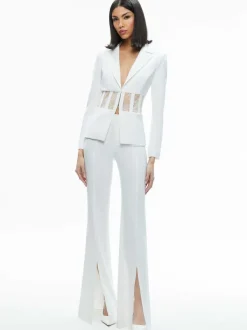 Women Alice and Olivia Alexia Fitted Sheer Corset Blazer