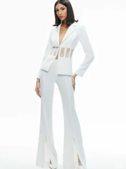 Women Alice and Olivia Alexia Fitted Sheer Corset Blazer