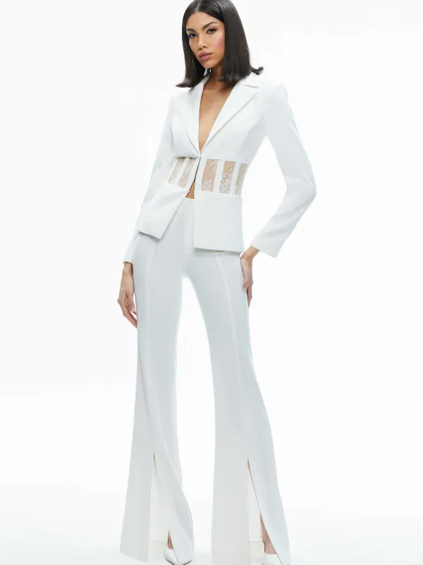 Women Alice and Olivia Alexia Fitted Sheer Corset Blazer
