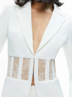 Women Alice and Olivia Alexia Fitted Sheer Corset Blazer