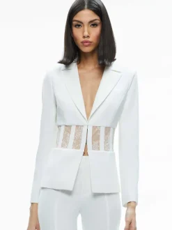 Women Alice and Olivia Alexia Fitted Sheer Corset Blazer