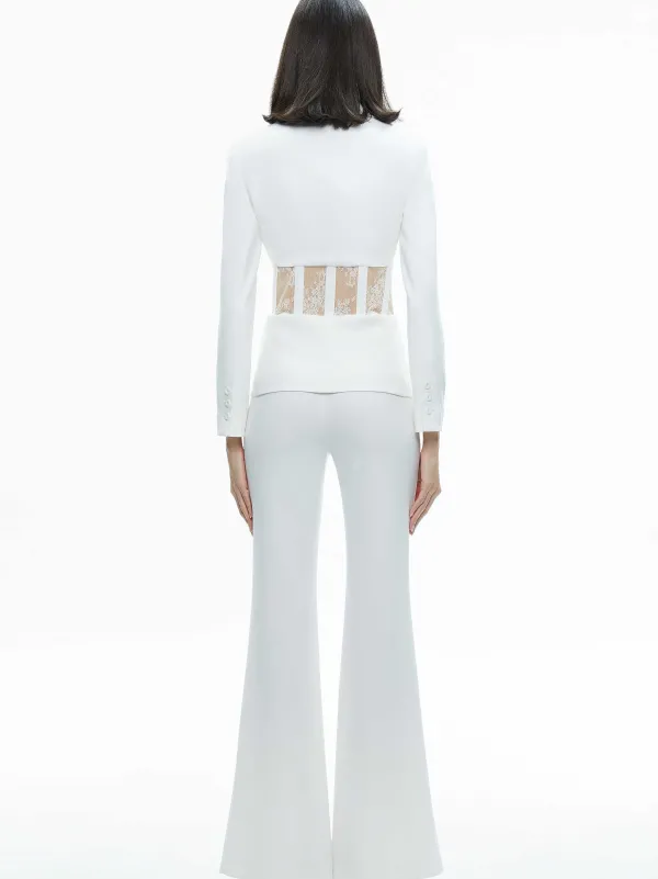 Women Alice and Olivia Alexia Fitted Sheer Corset Blazer