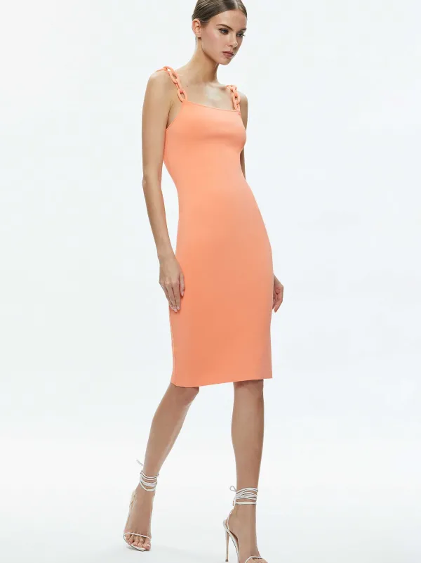 Women Alice and Olivia Alina Looped Straps Midi Dress