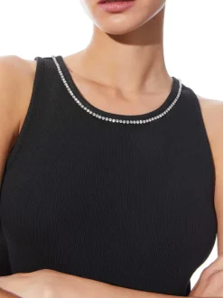 Women Alice and Olivia Allen Embellished Neck Tank Top