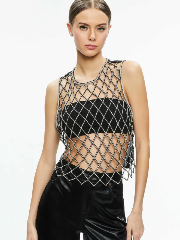 Women Alice and Olivia Amal Embellished Tank With Bandeau