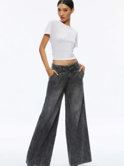 Women Alice and Olivia Anders Low Rise Pleated Jean
