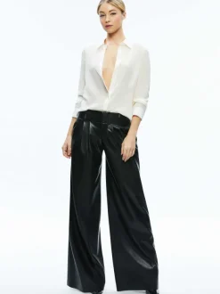 Women Alice and Olivia Anders Vegan Leather Low Rise Pant