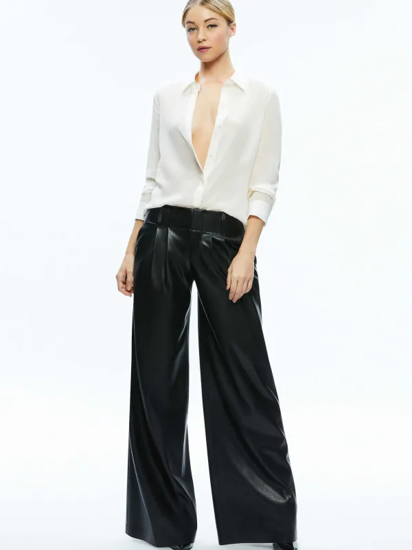 Women Alice and Olivia Anders Vegan Leather Low Rise Pant