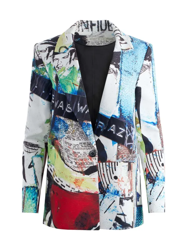 Women Alice and Olivia A+O X Basquiat Denny Blazer