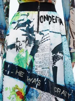 Women Alice and Olivia A+O X Basquiat Tina Embellished Maxi Skirt