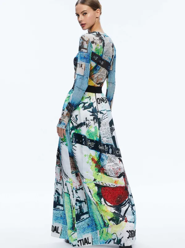 Women Alice and Olivia A+O X Basquiat Tina Embellished Maxi Skirt