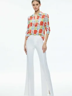 Women Alice and Olivia A+O X Oris Eddu Willa Placket Top