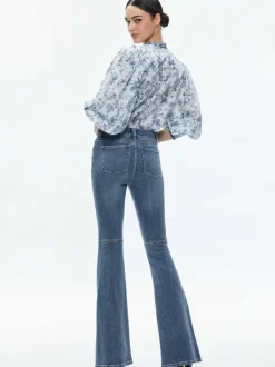 Women Alice and Olivia April Pleated Blouson Sleeve Top