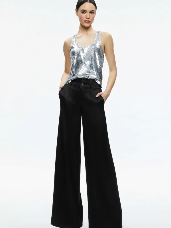 Women Alice and Olivia Avril Sequin Boxy Tank