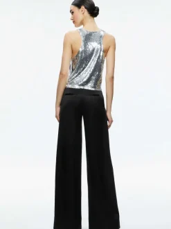 Women Alice and Olivia Avril Sequin Boxy Tank