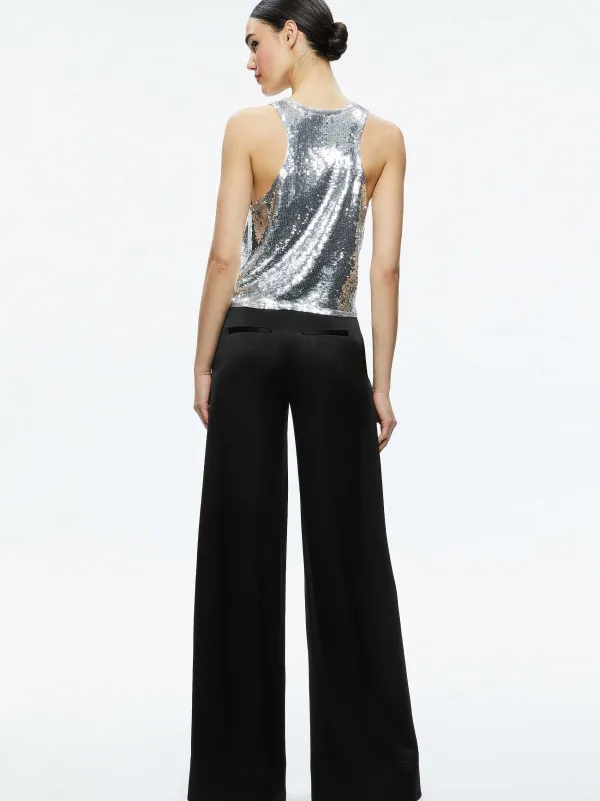 Women Alice and Olivia Avril Sequin Boxy Tank