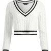 Women Alice and Olivia Ayden Cropped V-Neck Pullover
