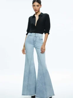 Women Alice and Olivia Beautiful Seamed Wide Leg Jean