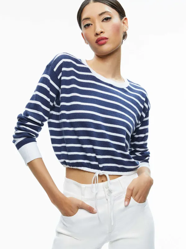 Women Alice and Olivia Bernetta Cropped Drawstring Pullover