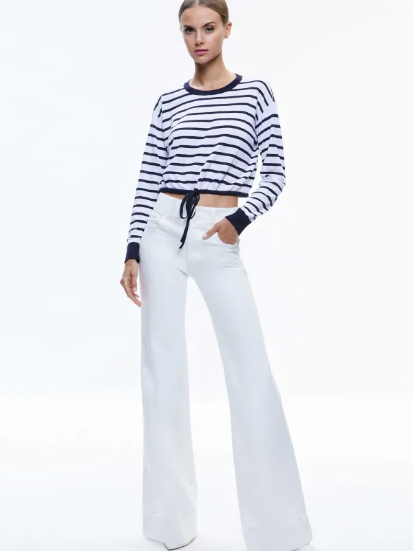 Women Alice and Olivia Bernetta Cropped Drawstring Pullover
