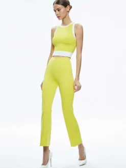 Women Alice and Olivia Boyd Crewneck Tank + Rmp Mid Rise Back-Zip Bootcut Ankle Pant