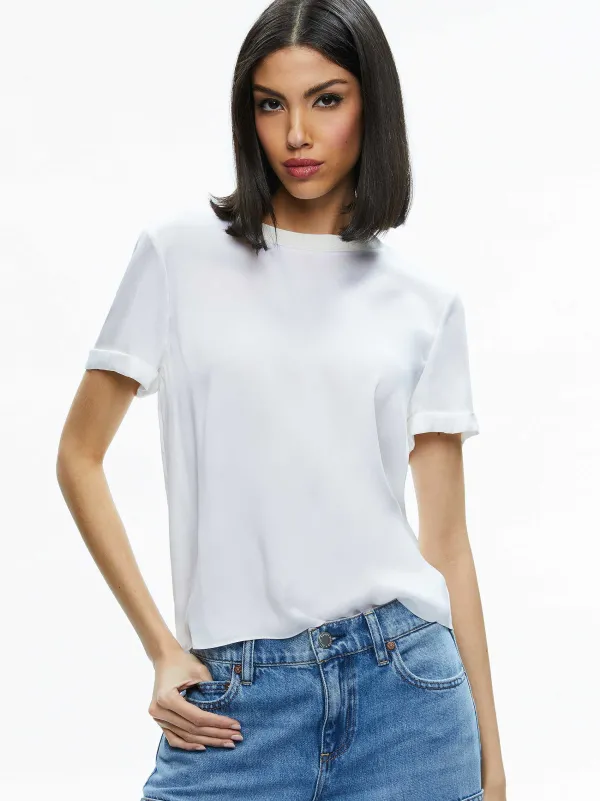 Women Alice and Olivia Braden Drop Shoulder Tee