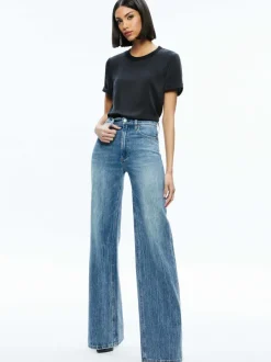 Women Alice and Olivia Braden Drop Shoulder Tee