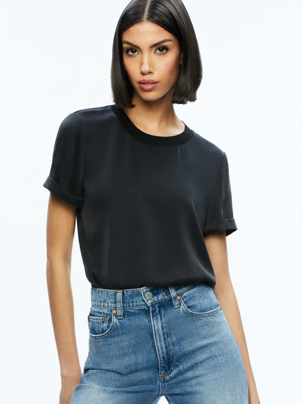 Women Alice and Olivia Braden Drop Shoulder Tee