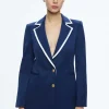 Women Alice and Olivia Breann Long Fitted Two Button Blazer