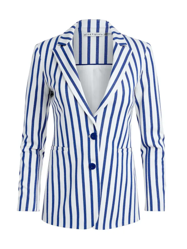 Women Alice and Olivia Breann Long Fitted Two Button Blazer