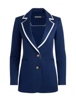 Women Alice and Olivia Breann Long Fitted Two Button Blazer