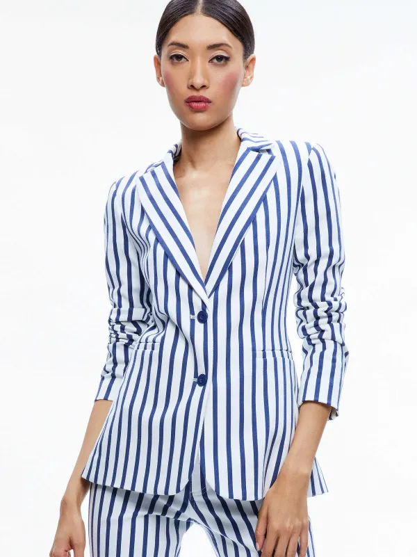 Women Alice and Olivia Breann Long Fitted Two Button Blazer