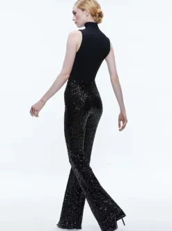 Women Alice and Olivia Breann Sequin Fitted Blazer + Lara Sequin Bootcut Pant