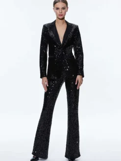 Women Alice and Olivia Breann Sequin Fitted Blazer