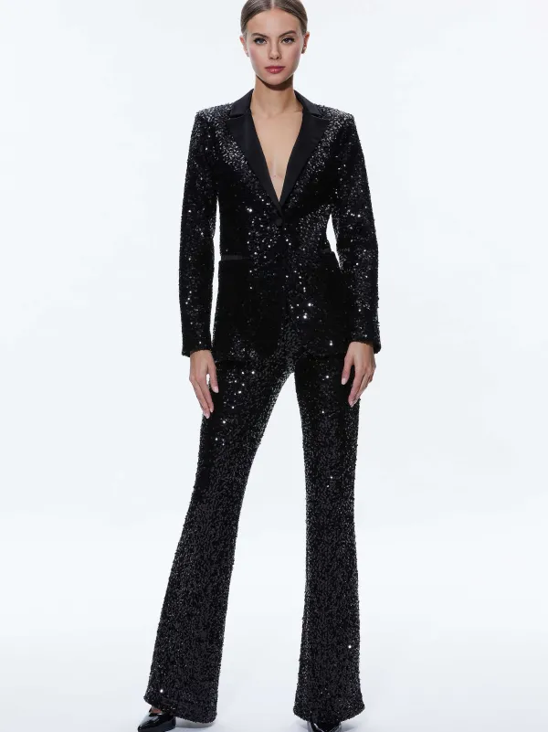 Women Alice and Olivia Breann Sequin Fitted Blazer