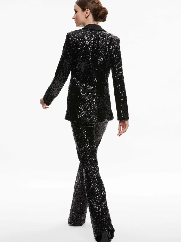 Women Alice and Olivia Breann Sequin Fitted Blazer