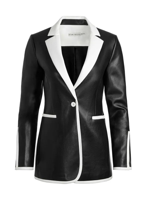 Women Alice and Olivia Breann Vegan Leather Blazer