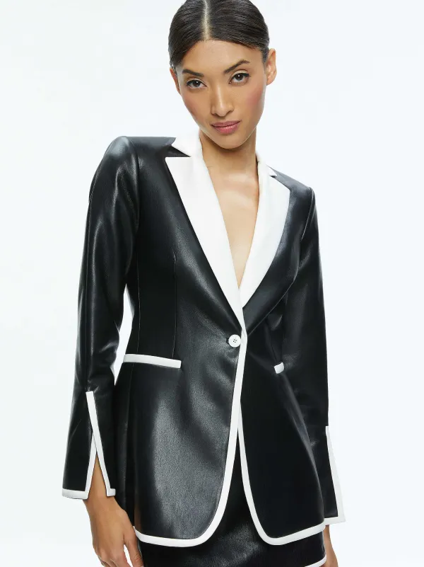 Women Alice and Olivia Breann Vegan Leather Blazer