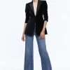 Women Alice and Olivia Breann Velvet Combination Blazer