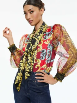Women Alice and Olivia Brentley Tie Neck Blouse