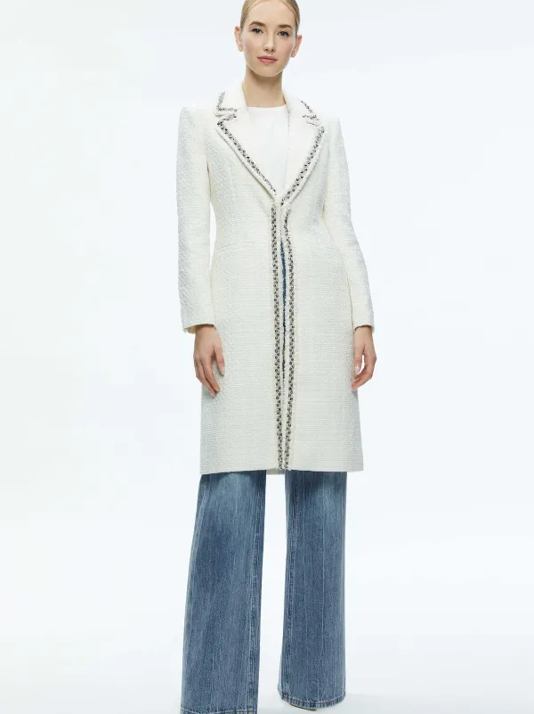 Women Alice and Olivia Bret Embellished Long Blazer