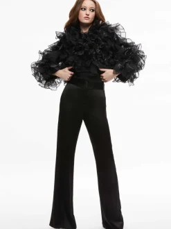Women Alice and Olivia Britton Ruffled Cropped Jacket