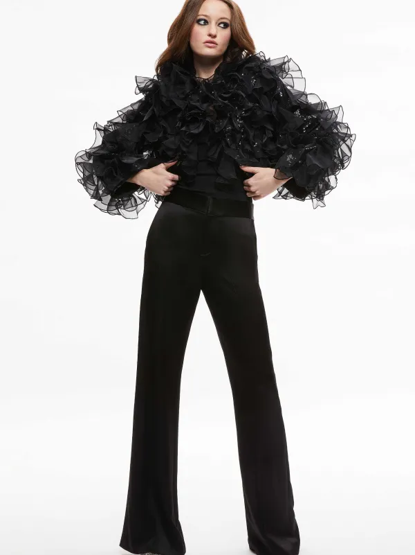 Women Alice and Olivia Britton Ruffled Cropped Jacket