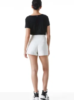 Women Alice and Olivia Cady High Waisted Leather Short