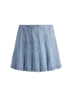 Women Alice and Olivia Carter Pleated Denim Mini Skirt