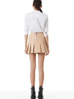 Women Alice and Olivia Carter Pleated Vegan Leather Mini Skirt